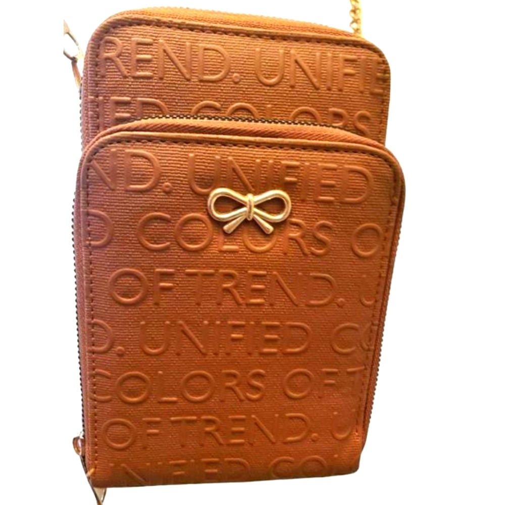 Vintage Brown Leather Crossbody Purse with Chain Strap